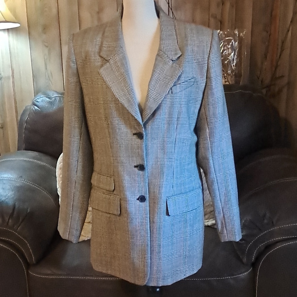 Halston Wool Houndstooth Brazier Women’s Size 12 Preppy Business Office Chic